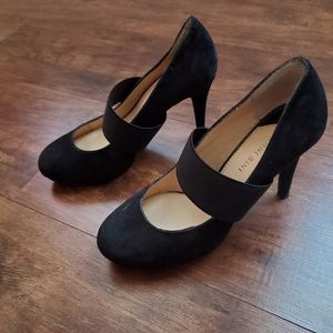 Gianni Bini black suede mary-jane 4" heels